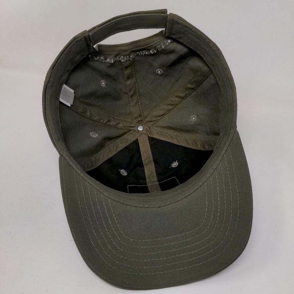 American Flag Leather Patch Strapback Hat Green O… - image 7